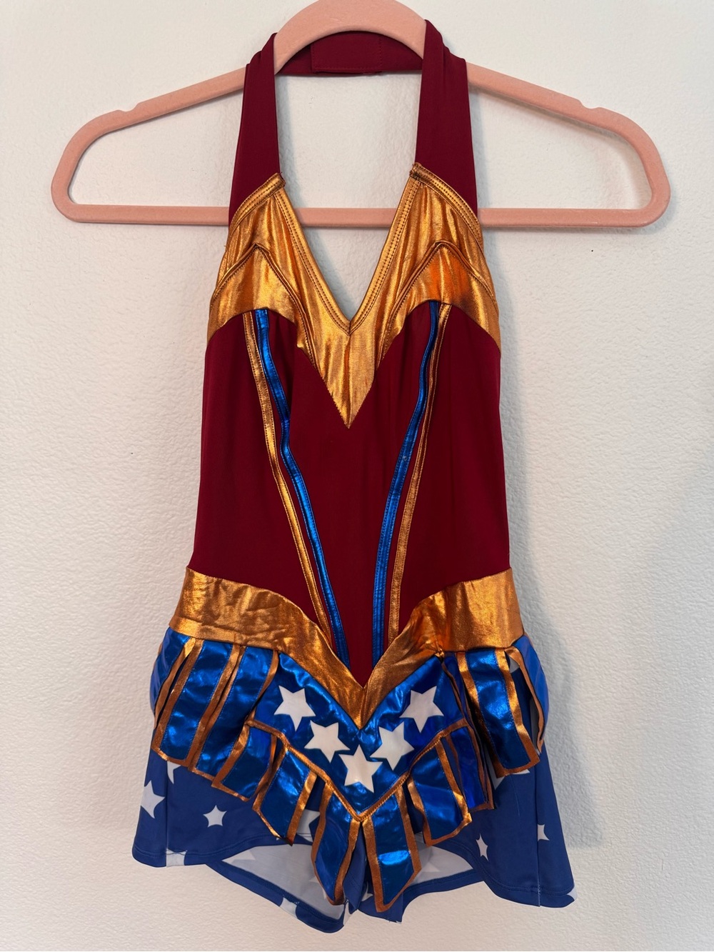 Leg Avenue Red, Blue & Gold Superhero Halter Costume